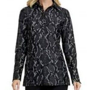 Jude Connally Tunic Top Jude Cloth Snakeskin Collar Button Placket Medium